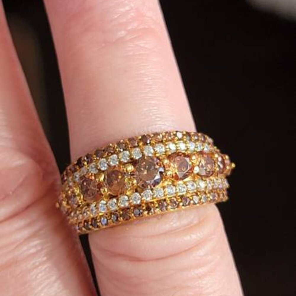 New 2ctw Champagne & White Diamond ring Size 6